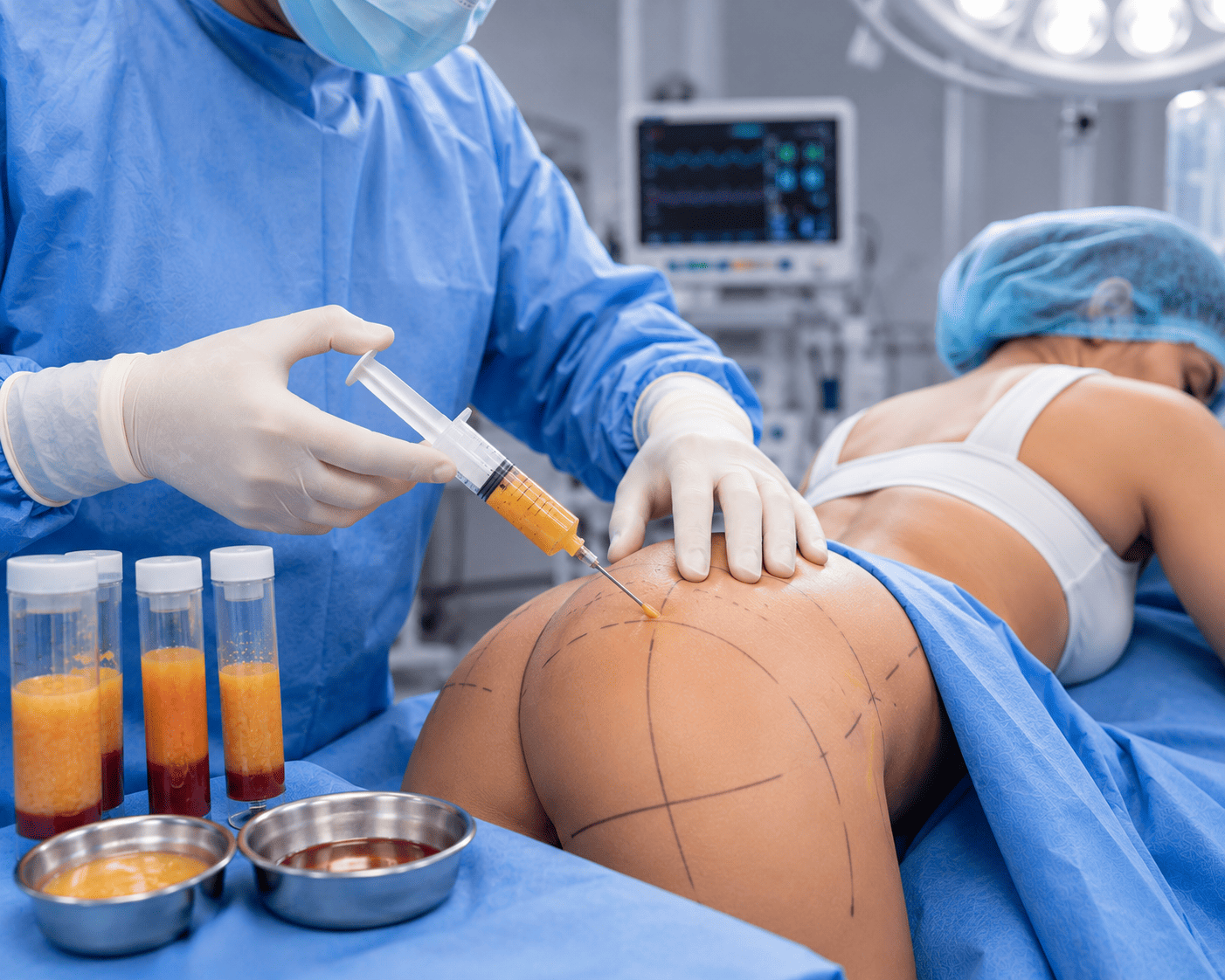 Fat Transfer — surgical team in operating room